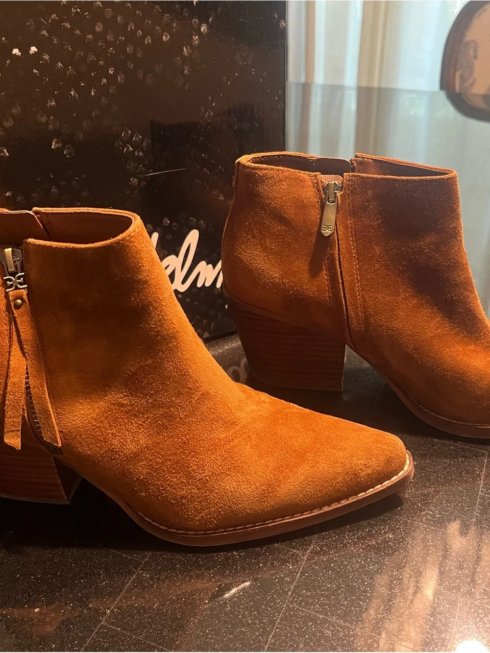 Sam Edelman Women’s Suede Ankle Boots in Cognac Brown
